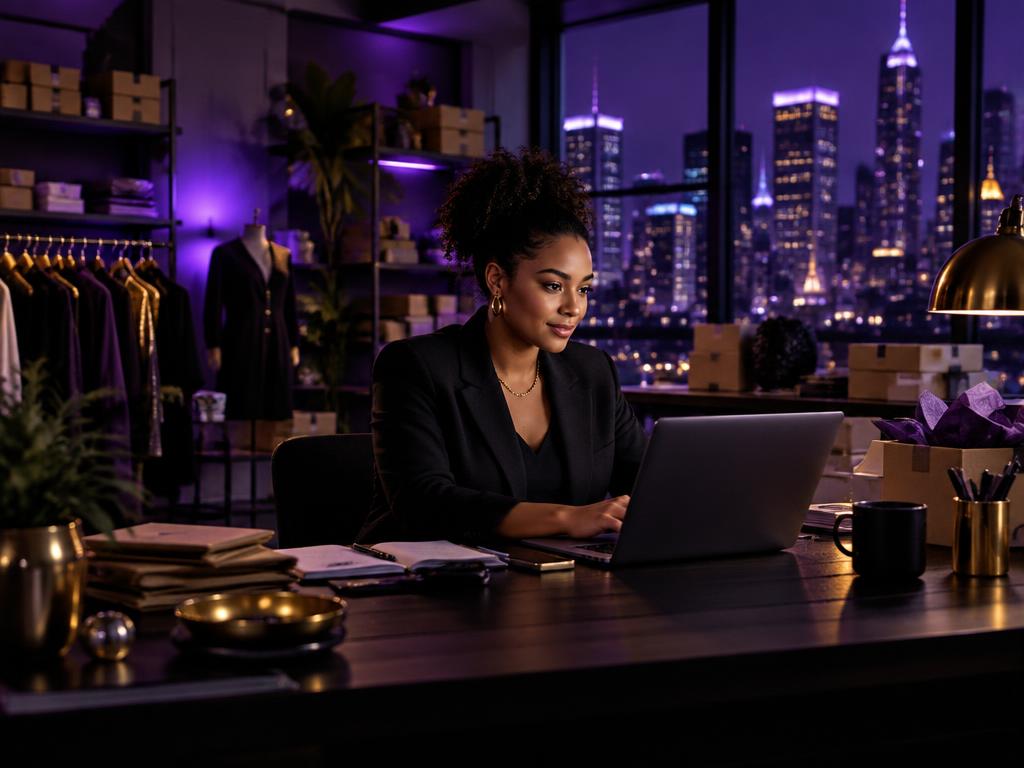 A small business owner working in her studio